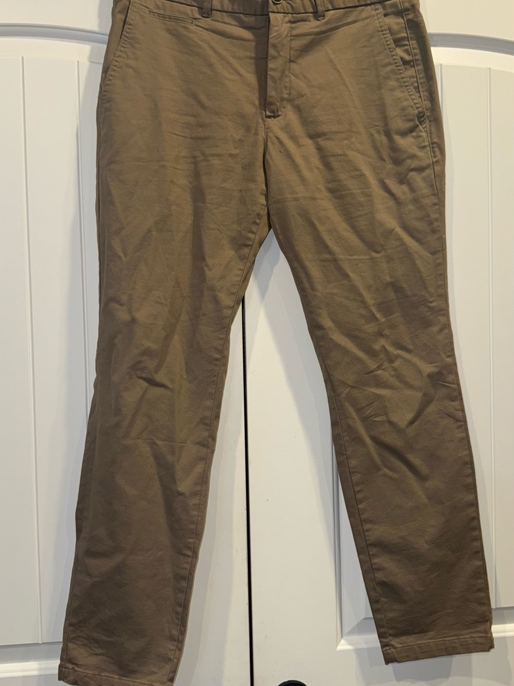 Perk Slim Fit + Stretch Chino Pants Beige Tapered Flat Front 33x30